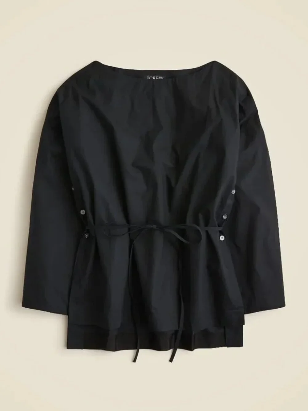 NWT J. Crew Womens Size Small Black Ciel Blouse Top in 100% Cotton Poplin NEW